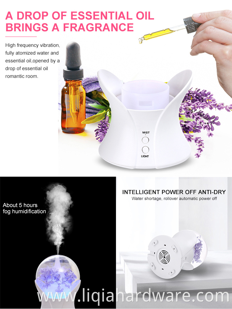 Household round decorative 100ml mist maker fogger aromatherapy essential oil diffuser led light humidifier